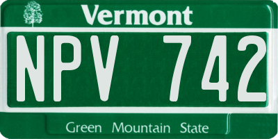 VT license plate NPV742
