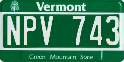VT license plate NPV743