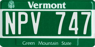 VT license plate NPV747