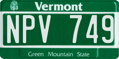 VT license plate NPV749