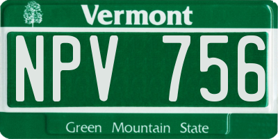 VT license plate NPV756