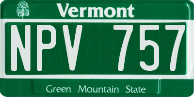 VT license plate NPV757