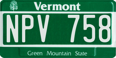 VT license plate NPV758
