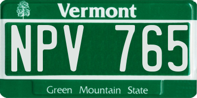 VT license plate NPV765