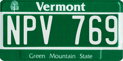 VT license plate NPV769