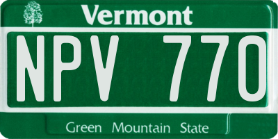 VT license plate NPV770