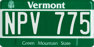 VT license plate NPV775