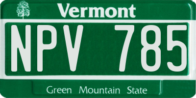 VT license plate NPV785