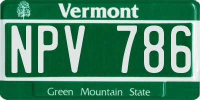 VT license plate NPV786