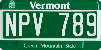 VT license plate NPV789