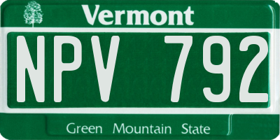 VT license plate NPV792