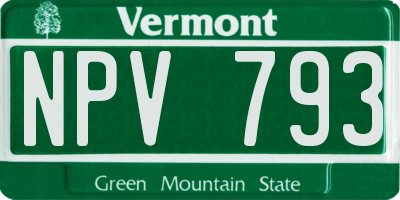 VT license plate NPV793