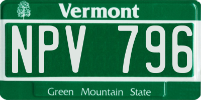 VT license plate NPV796