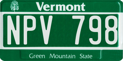 VT license plate NPV798