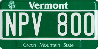 VT license plate NPV800