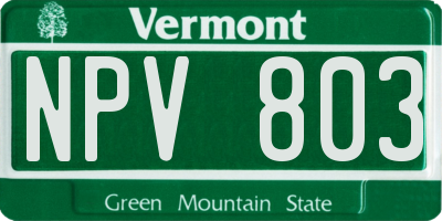 VT license plate NPV803