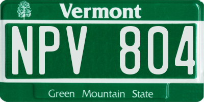 VT license plate NPV804