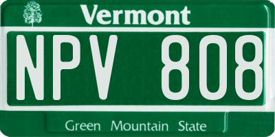 VT license plate NPV808