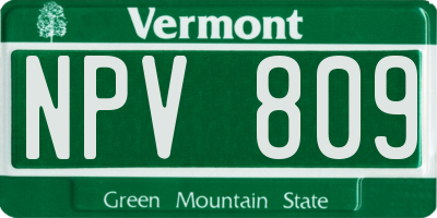 VT license plate NPV809
