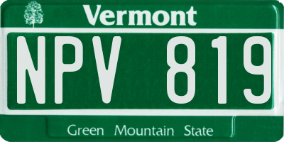 VT license plate NPV819