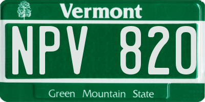 VT license plate NPV820