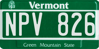 VT license plate NPV826