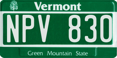 VT license plate NPV830