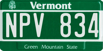 VT license plate NPV834
