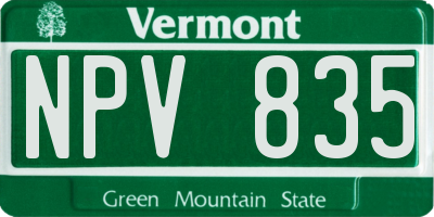 VT license plate NPV835