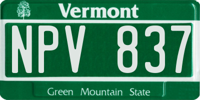 VT license plate NPV837