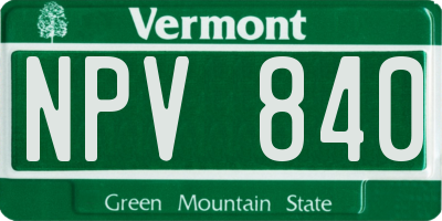 VT license plate NPV840