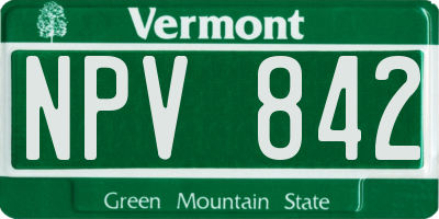 VT license plate NPV842