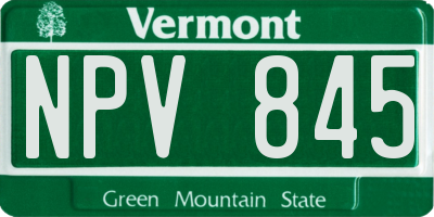 VT license plate NPV845
