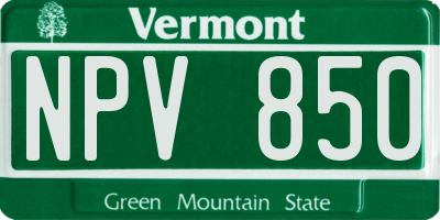 VT license plate NPV850