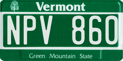 VT license plate NPV860