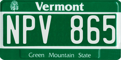 VT license plate NPV865