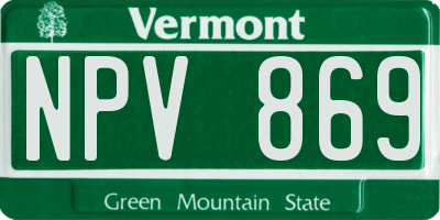 VT license plate NPV869