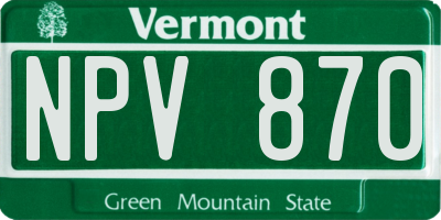 VT license plate NPV870