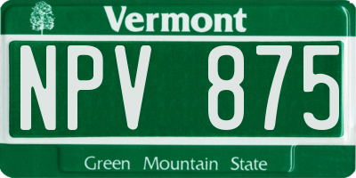 VT license plate NPV875