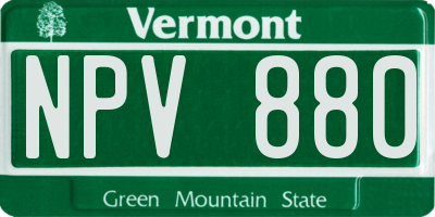 VT license plate NPV880