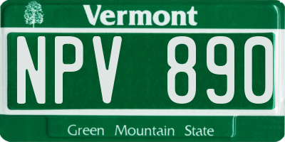 VT license plate NPV890