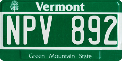 VT license plate NPV892