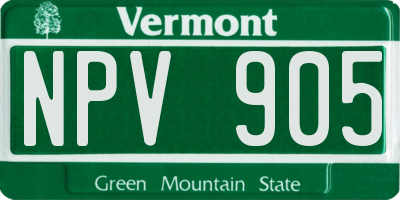 VT license plate NPV905
