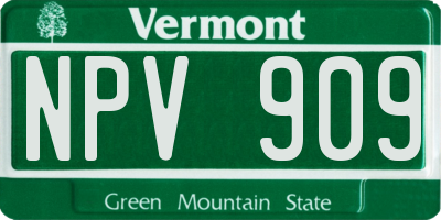 VT license plate NPV909
