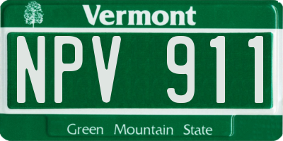 VT license plate NPV911