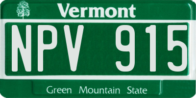 VT license plate NPV915
