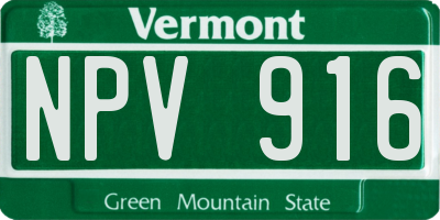 VT license plate NPV916
