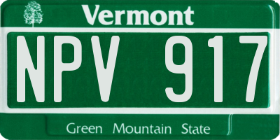 VT license plate NPV917