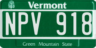 VT license plate NPV918