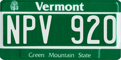 VT license plate NPV920